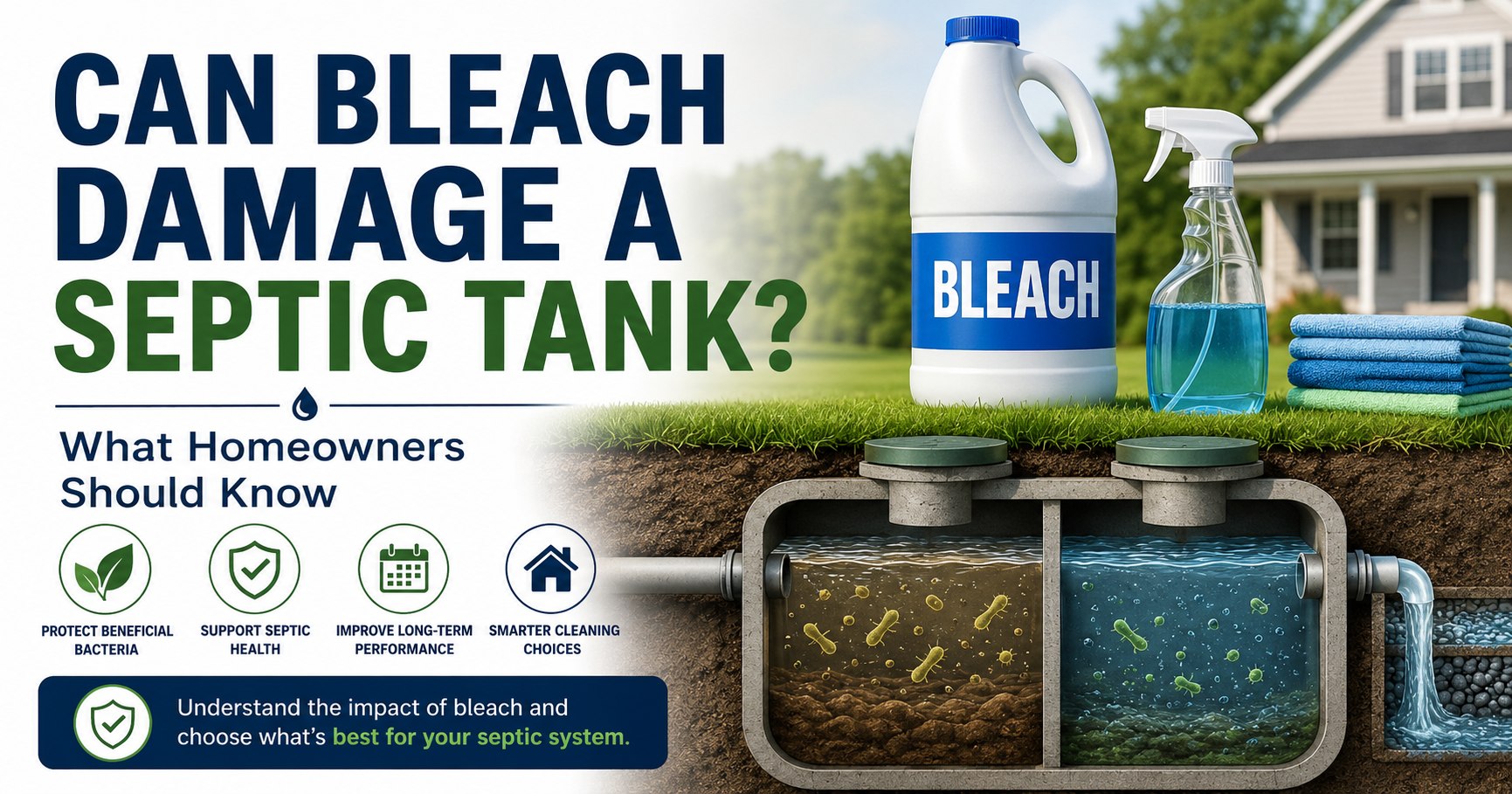 Can bleach damage a septic tank illustration showing household cleaning and septic system biology