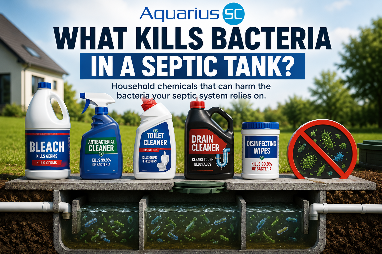 What kills bacteria in a septic tank – bleach, disinfectants, toilet cleaners and drain cleaners